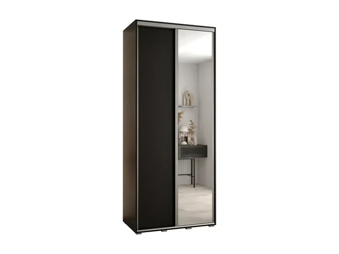 ARMADIO DAVOS 3 AD ANTE SCORREVOLI 235,2/120/60 2 porte (Nero/Nero/Argento)