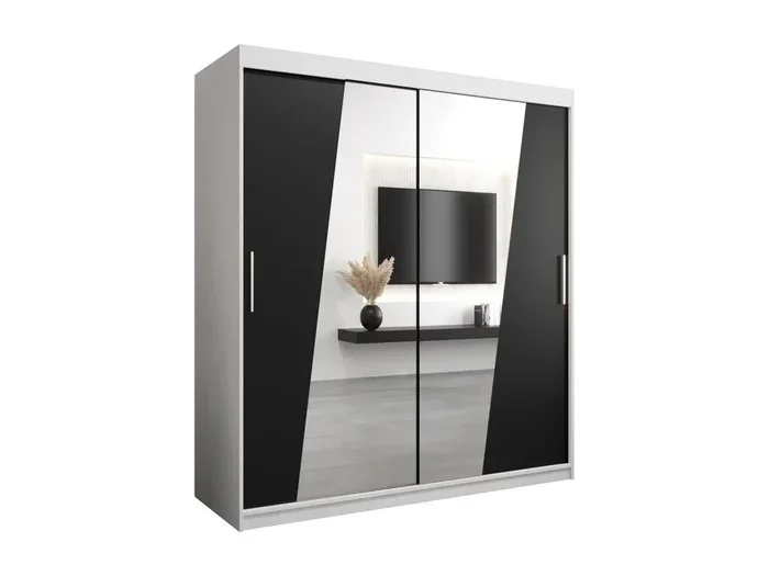 Armadio Rhomb ad ante scorrevoli 200/180/62 2 porte (bianco/nero)