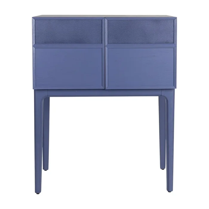 Cassettiera June Con effetto rovere, in truciolato, trattamento della superficie: impiallacciatura/trattamento della superficie: verniciatura colorata, blu, larghezza totale 80 cm, altezza totale 100 cm, profondità totale 45 cm