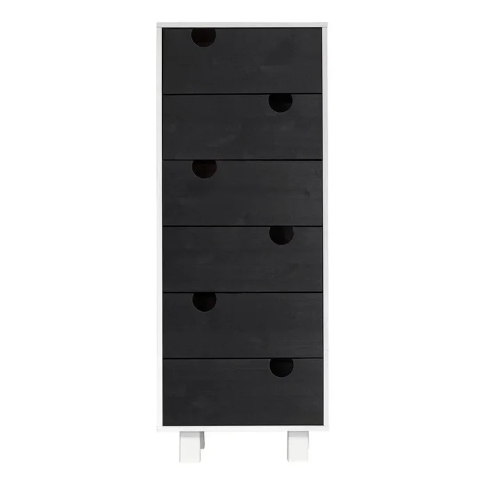 Cassettiera Nera, larghezza totale 40 cm, altezza totale 130 cm