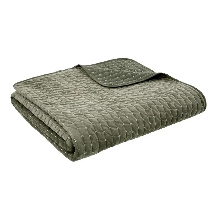 Copriletto Attica Velvet Embroidered Con rivestimento trapuntato, in velluto, verde, 240×260 cm