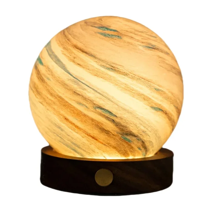 Decorazione luminosa AstraGlass Polar Cloud Con ricarica USB, in legno/in vetro, marrone/colore naturale scuro, ø 8 cm, altezza totale 9 cm