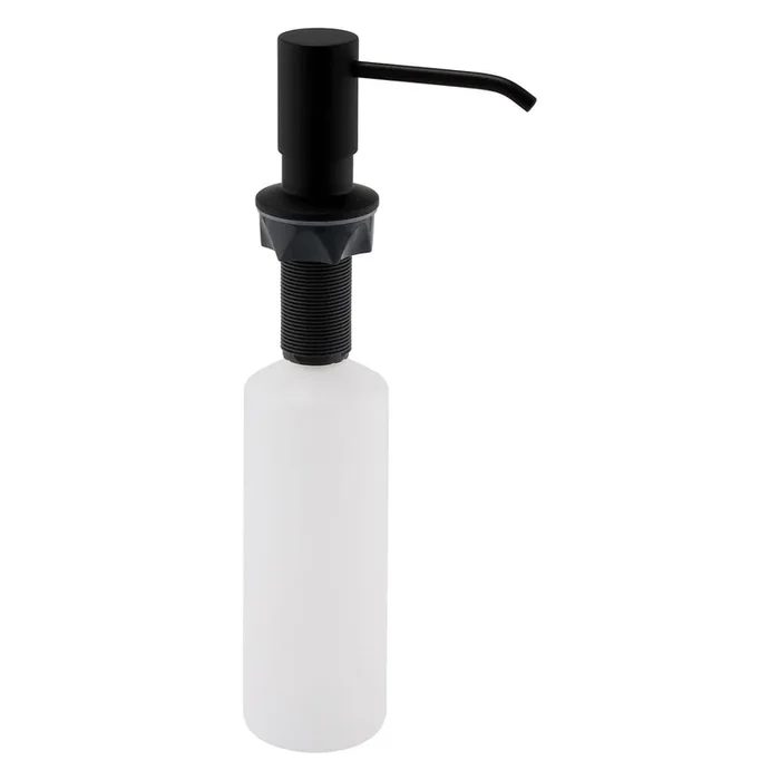 Dispenser di sapone da incasso In plastica, nero opaco, 350 ml, 10×5,5 cm, altezza totale 28 cm
