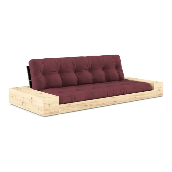 Divano Base Black Allungabile/con contenitore, futon, burgundy, a tre posti, larghezza totale 244 cm