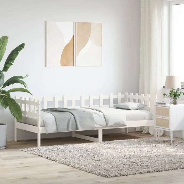 Dormeuse senza Materasso Bianca 80×200 cm Legno Massello Pino 840377