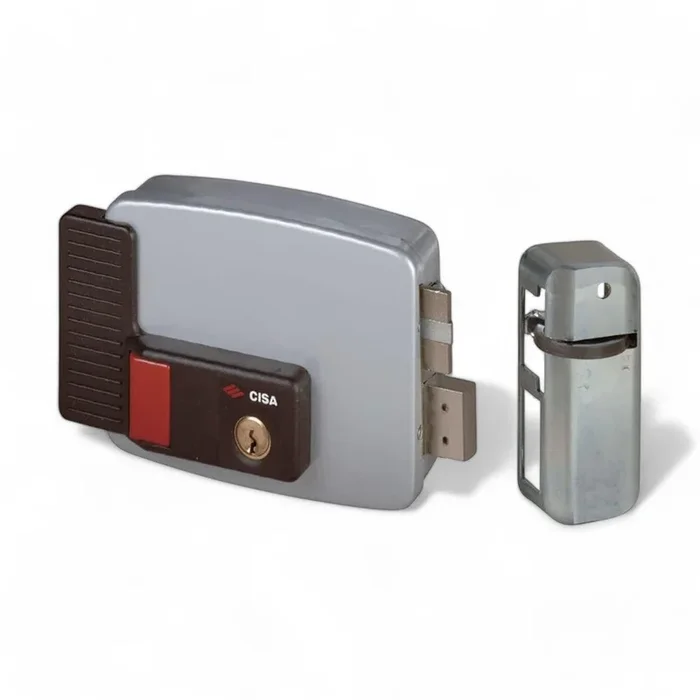 Elettroserratura per porte legno con pulsante interno a 2 mandate acciaio 12v scrocco autobloccante 3 chiavi