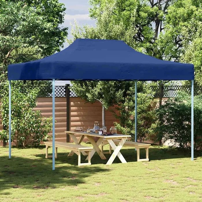Gazebo Professionale Pieghevole 3x4m Acciaio Blu 48889