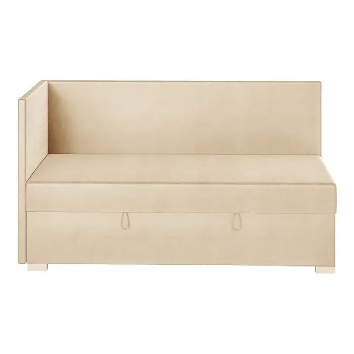 GhadoLetto da bambini Flexi90x200 cm, con sponde, con contenitore, con materasso incluso, imbottito, con angolo sinistro, beige