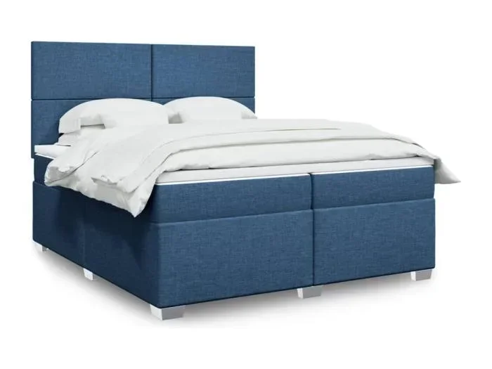 Giroletto a Molle con Materasso Blu 200×200 cm in Tessuto