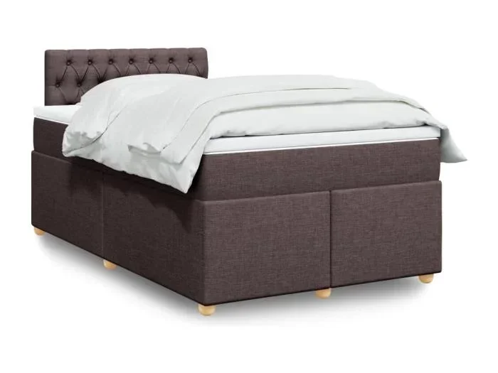 Giroletto a Molle con Materasso Marrone Scuro 120x200cm Tessuto