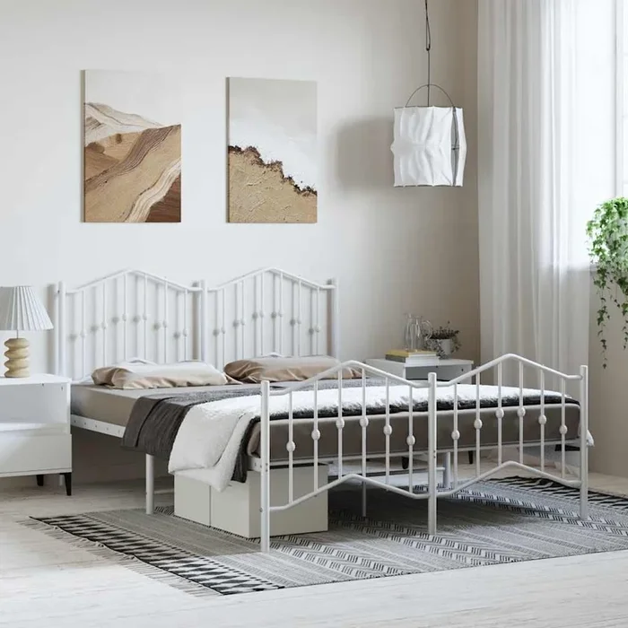 Giroletto con Testiera e Pediera Metallo Bianco 135×190 cmcod mxl 84301