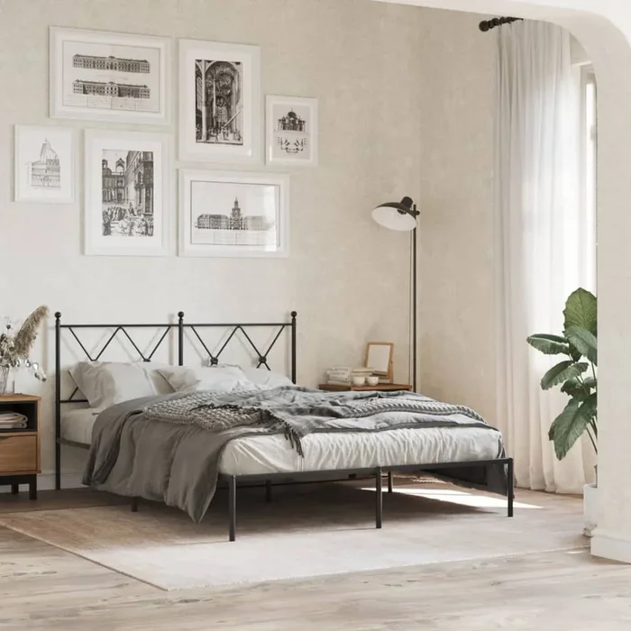 Giroletto con Testiera in Metallo Nero 135×190 cm 376501