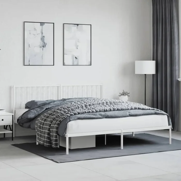 Giroletto con Testiera Metallo Bianco 183×213 cm 374491