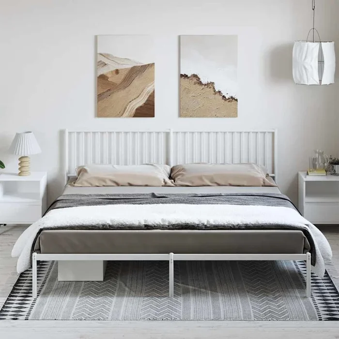 Giroletto con Testiera Metallo Bianco 193×203 cm 350937