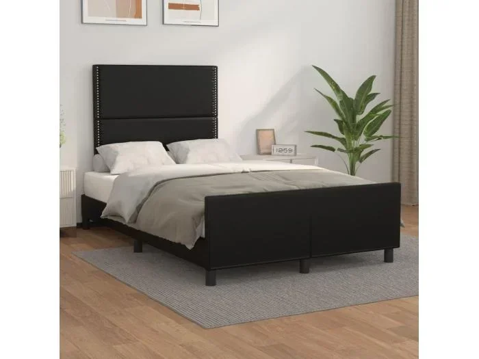 Giroletto con Testiera Nero 120×190 cm in Similpelle