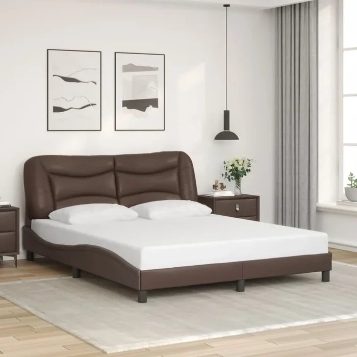 Giroletto senza Materasso Hvar Marrone 160×200 cm in Similpelle 3208011