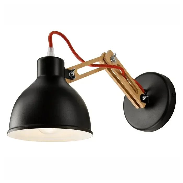 LAMKURLampada da parete MarcelloIn legno/in metallo, nera/marrone, ø 15 cm, altezza totale 25 cm