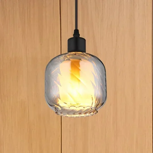 Lampada a sospensione Xia, Ø 14 cm, grigio fumo, vetro