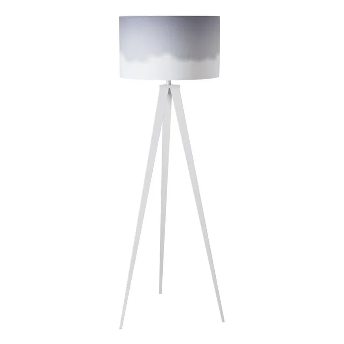 Lampada da terra Con paralume in tessuto, bianca/grigia, altezza totale 157 cm