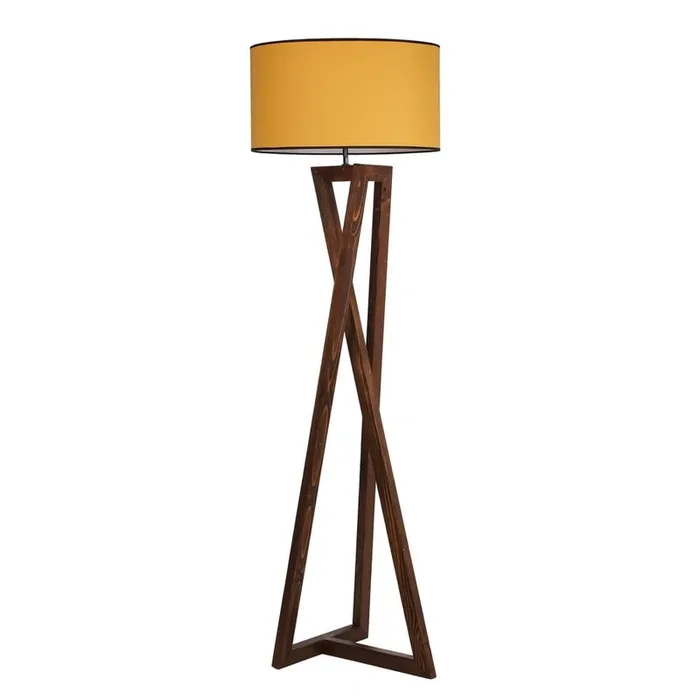 Lampada da terra Maçka Con paralume in tessuto, color senape/marrone, altezza totale 149 cm