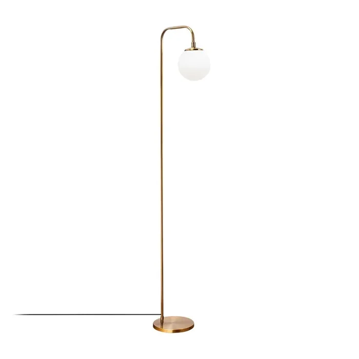 Lampada da terra Viran Con paralume in vetro, bianca/color ottone, altezza totale 146 cm