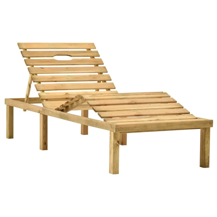 Lettino da Giardino con Cuscino Rosso Vino in Pino Impregnato 3065858