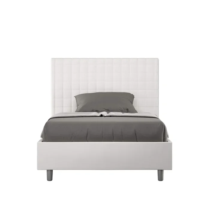 Letto alla Francese rivestito in Similpelle – SUNNY Tipologia Letto: Senza Rete, Dimensione Rete: 140×200, Colore: Bianco