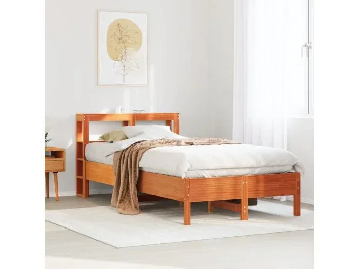 Letto senza Materasso Marrone Cera 75×190 cm in Legno di Pino