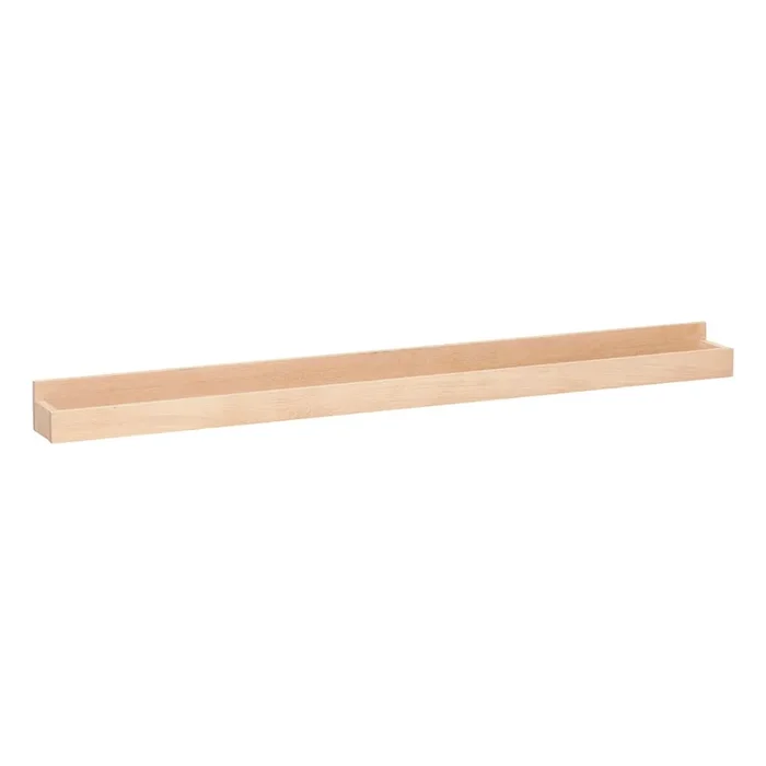 Mensola Folk Con ripiano per foto, con effetto rovere, in MDF, trattamento della superficie: impiallacciatura, di colore naturale, larghezza totale 120 cm, altezza totale 8 cm, profondità totale 11 cm