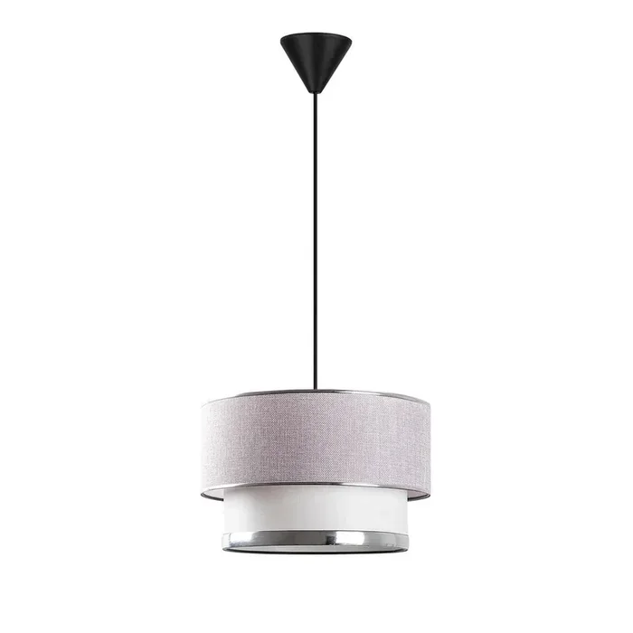 Opviq lightsLampadario CakeCon paralume in tessuto, in metallo, grigio/argentato, ø 30 cm, altezza totale 65 cm