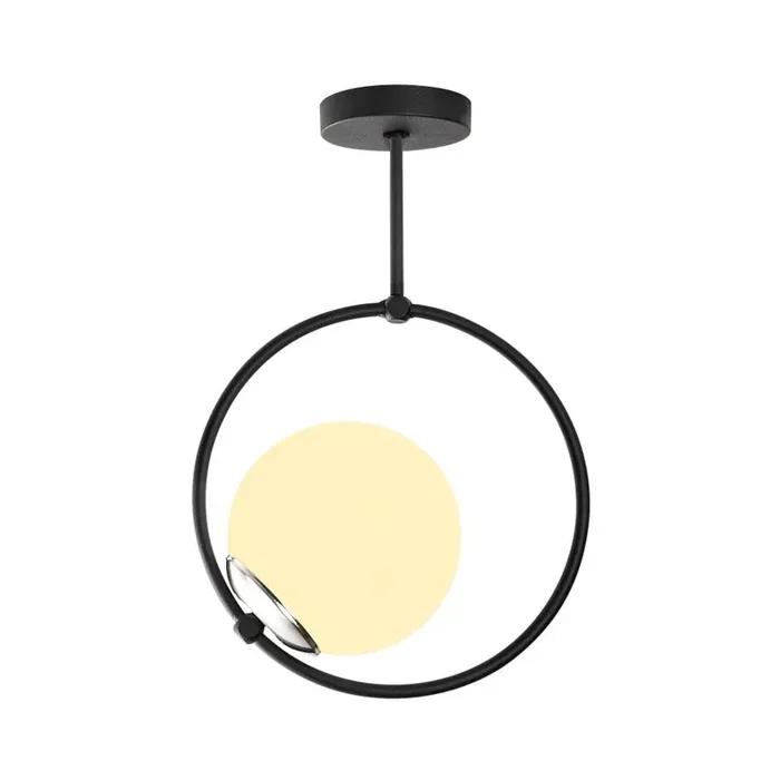 Opviq lightsLampadario ChandelierCon paralume in vetro, in metallo, nero, 26×15 cm, altezza totale 39 cm