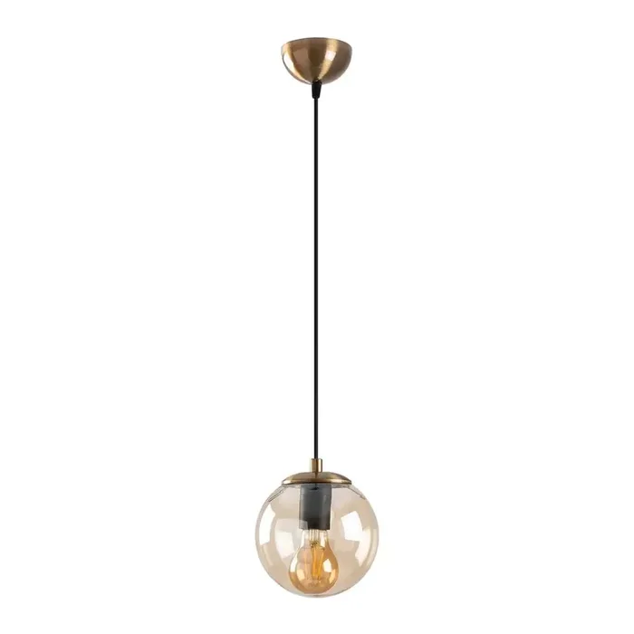 Opviq lightsLampadario EfeCon paralume in vetro, in metallo, dorato, ø 15 cm, altezza totale 110 cm
