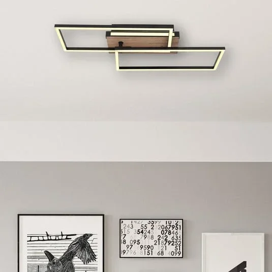 Plafoniera Colli LED, larghezza 49 cm, legno scuro, legno