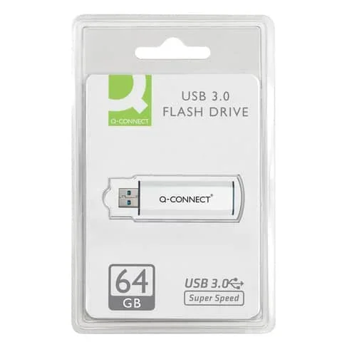 Q-CONNECT – Chiavetta usb 3.0 in blister flash drive argento/nero – 64 gb – KF16371