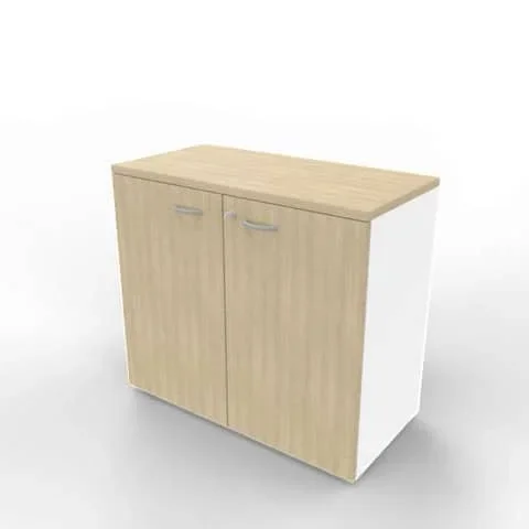 QUADRIFOGLIO – Armadio basso con ante battenti rovere scocca bianca 90x45xh.81,5 cm linea practika – ECEB90B-RK-BA-RK