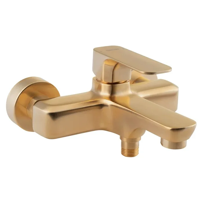Rubinetto Spy Per vasca da bagno, in ottone, da parete, dorato, con due uscite