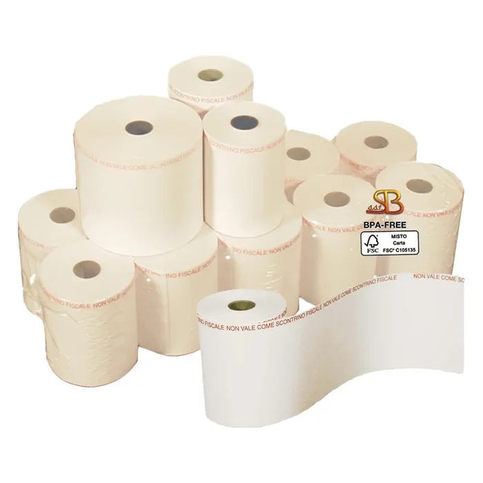 SABACART – Blister 4 rotoli carta termica adesiva bpa free 62,5mm x 38mt d82mm per bilance – 12206253825J