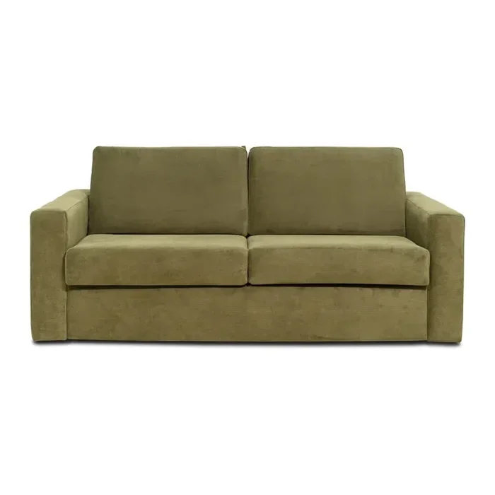 ScandicDivano ElbekoCon rivestimento in velluto a coste, allungabile, verde, a tre posti, larghezza totale 197 cm