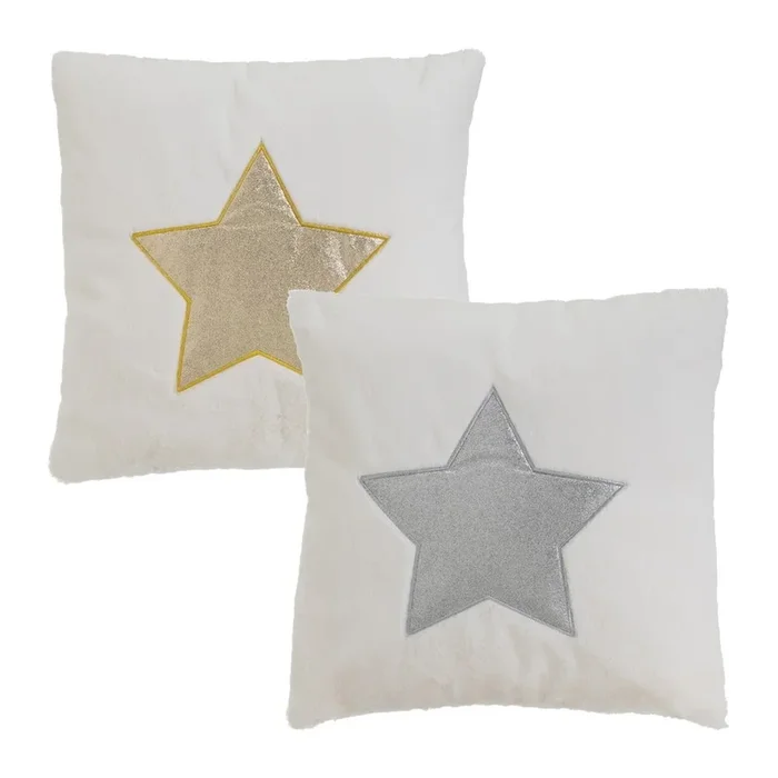 Set di cuscini decorativi Star 2 pz, in velluto, bianchi, con federa rimovibile , 45×45 cm