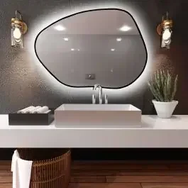 Smartwoods Tiny Borderbright specchio 90×64 cm con illuminazione nero 5904107901114