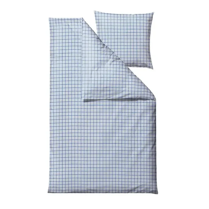 SödahlSet copripiumino e federa VistaPer letto singolo, con chiusura con cerniera, di lusso, in cotone renforcé, con fantasia geometrica, azzurro, 140×200 cm