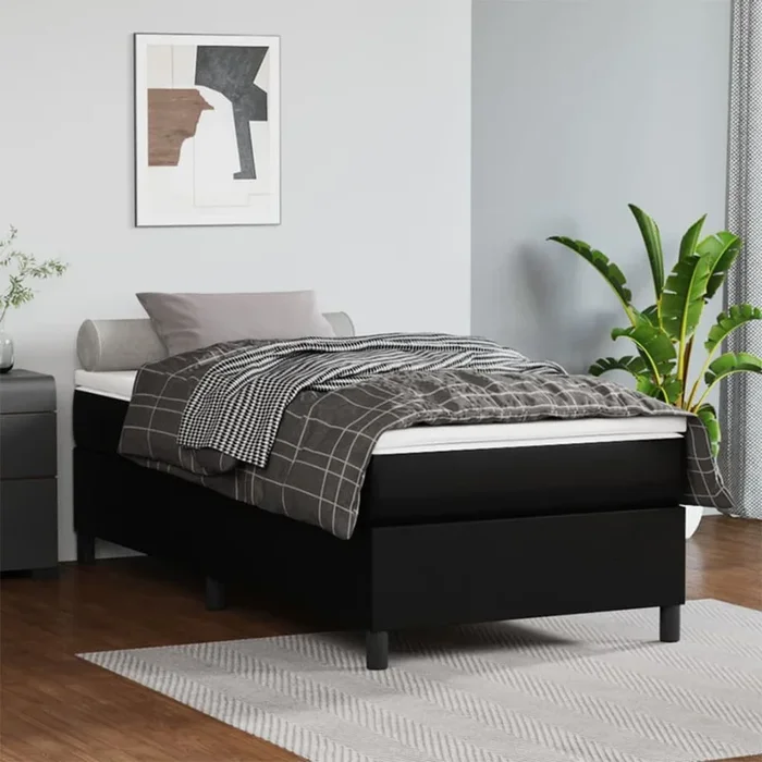 Struttura Letto a Rete a Molle Nero 80×200 cm in Similpelle 3121011