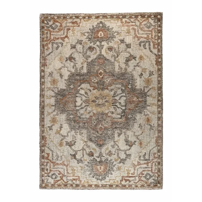 Tappeto Amori Sintetico, in misto lana, a pelo piatto, beige, 160×230 cm