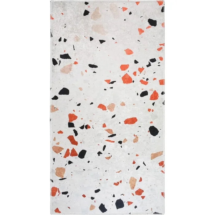 Tappeto Italian Stone Lavabile, sintetico, a pelo piatto, arancione/avorio, 80×150 cm