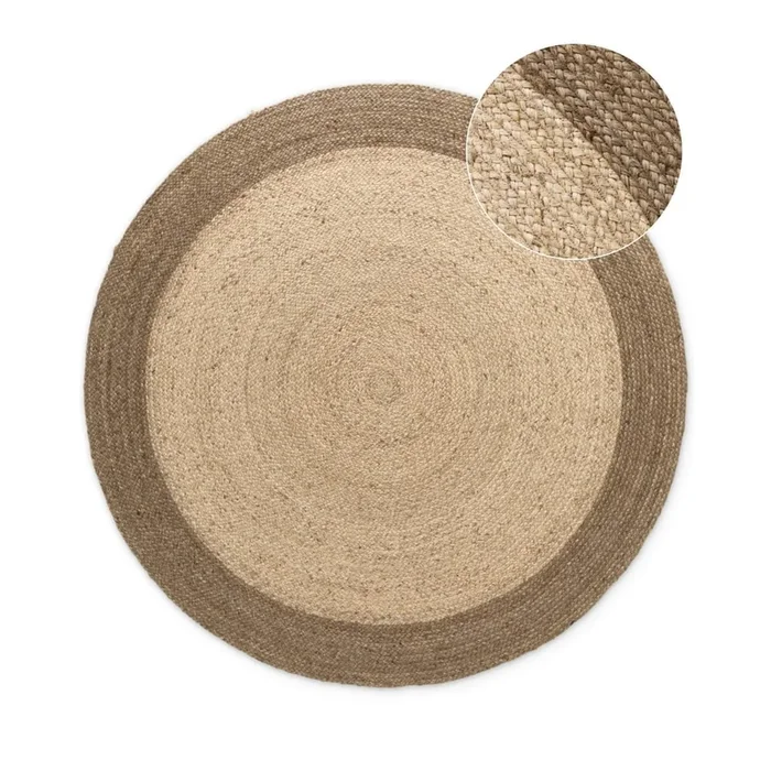 Tappeto Jutta Greige Reversibile/tessuto a mano, in iuta, bouclé, a pelo piatto, rotondo, greige, ø 100 cm