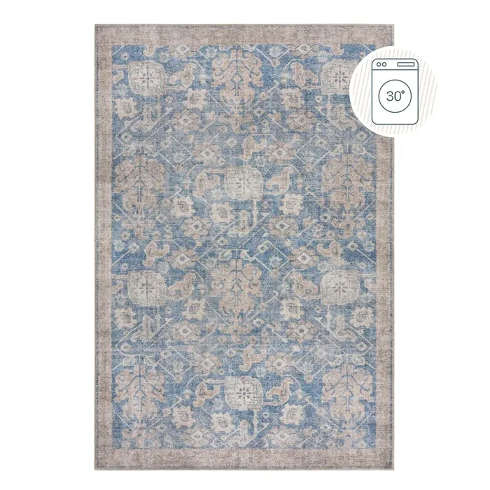 Tappeto Orelia Global Lavabile, sintetico, a pelo piatto, blu, 115×170 cm