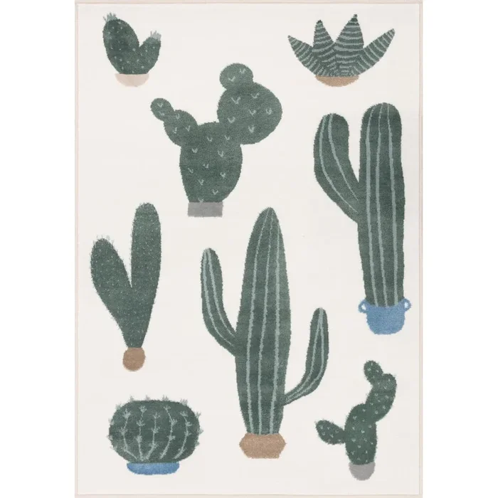 Tappeto per bambini Cacto Malachite Sintetico, a pelo basso, verde/avorio, 80×150 cm