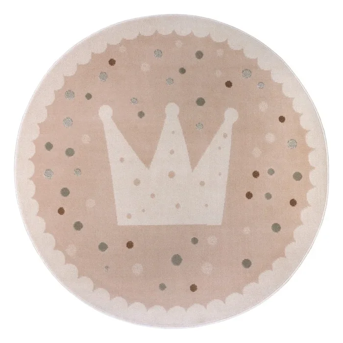 Tappeto per bambini Crown Sintetico, a pelo basso, rotondo, beige, ø 100 cm