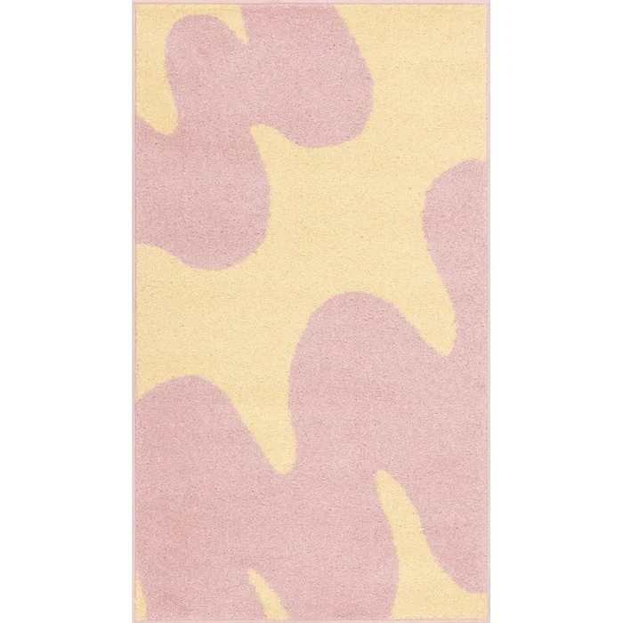 Tappeto per bambini Hugsy Vanilla Sintetico, a pelo medio, giallo/rosa, 160×230 cm