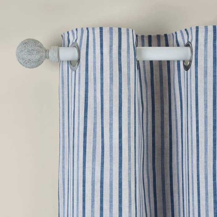 Tende in set Logan Stripe 2 pz, adatte per bastone, con fantasia a strisce, blu, 229×229 cm